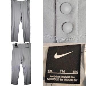 Nike Men's Vapor Pro Baseball Pants Plus Size XXL Pocket Gray Piped